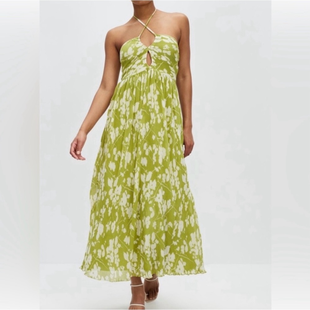 Abercrombie Drama Halter Maxi Dress Green Size S Excellent Condition